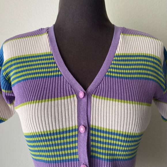 Buffalo David‎ Bitton sz L cotton 90s cut off striped top - Picture 2 of 8